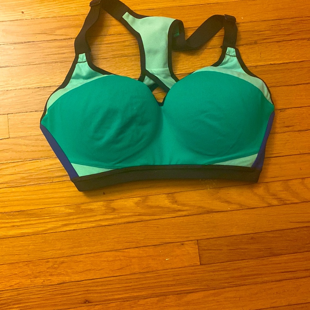 Green, Blue and black high support sports bra